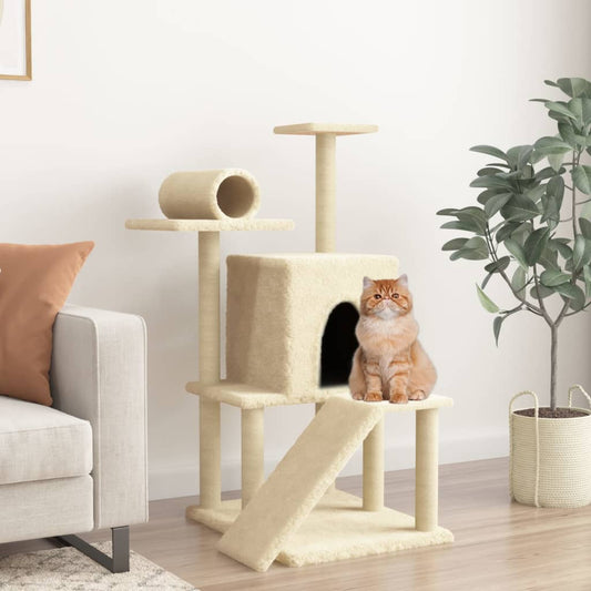 Cat Tree with Sisal Scratching Posts Cream 110.5 cm