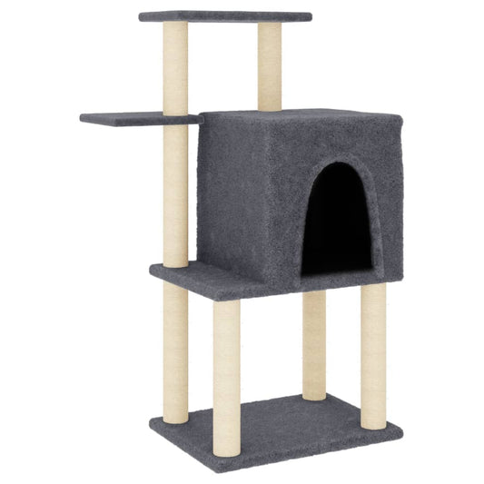 Cat Tree with Sisal Scratching Posts Dark Grey 97 cm
