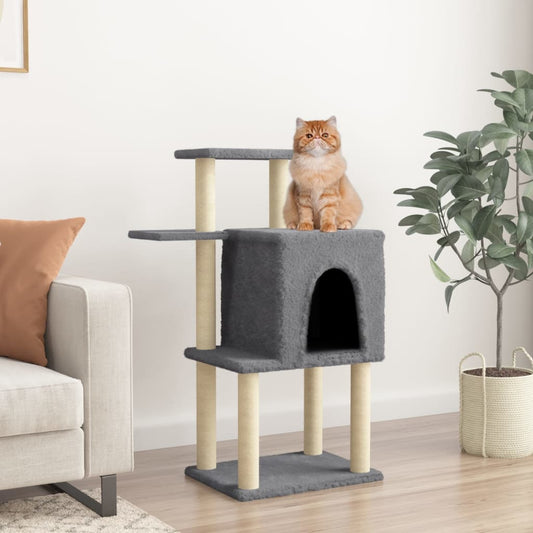 Cat Tree with Sisal Scratching Posts Dark Grey 97 cm