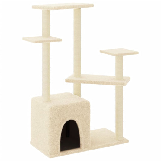 Cat Tree with Sisal Scratching Posts Cream 107.5 cm