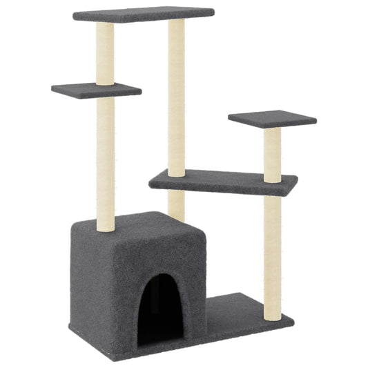 Cat Tree with Sisal Scratching Posts Dark Grey 107.5 cm