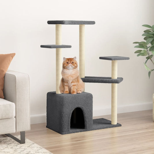 Cat Tree with Sisal Scratching Posts Dark Grey 107.5 cm