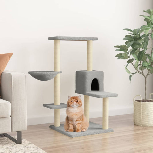 Cat Tree with Sisal Scratching Posts Light Grey 95 cm