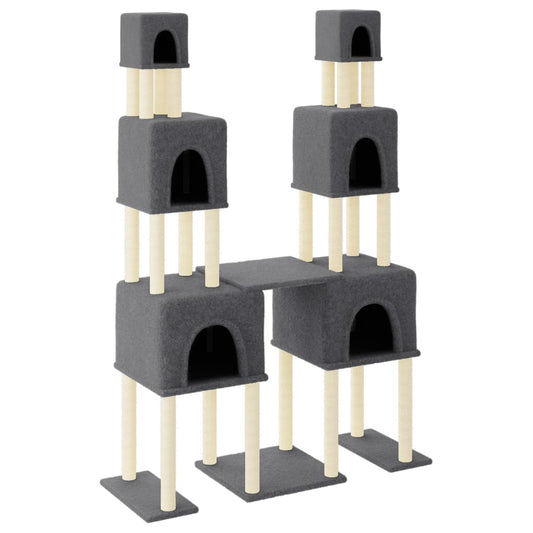 Cat Tree with Sisal Scratching Posts Dark Grey 199 cm