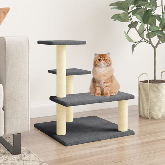 Cat Tree with Sisal Scratching Posts Dark Grey 61 cm
