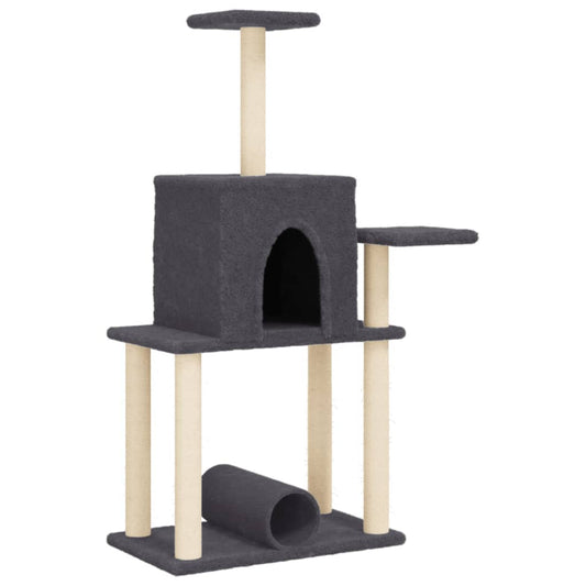 Cat Tree with Sisal Scratching Posts Dark Grey 122 cm