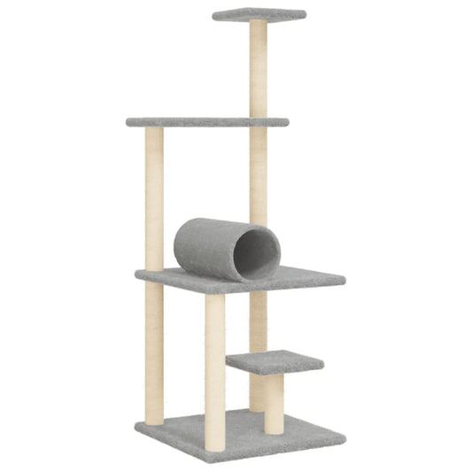 Cat Tree with Sisal Scratching Posts Light Grey 136 cm