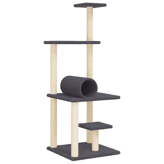 Cat Tree with Sisal Scratching Posts Dark Grey 136 cm
