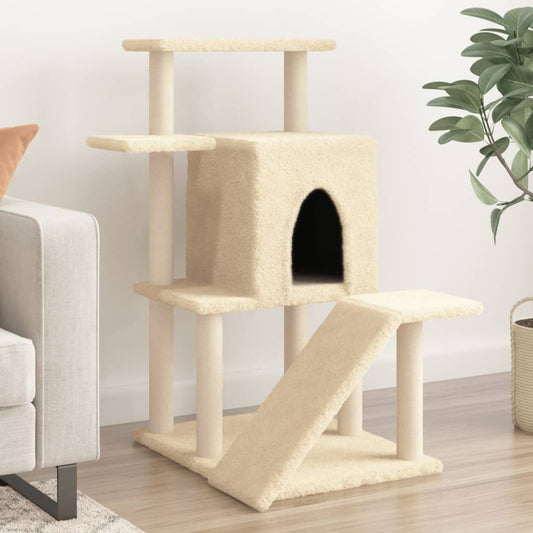 Cat Tree with Sisal Scratching Posts Cream 97 cm