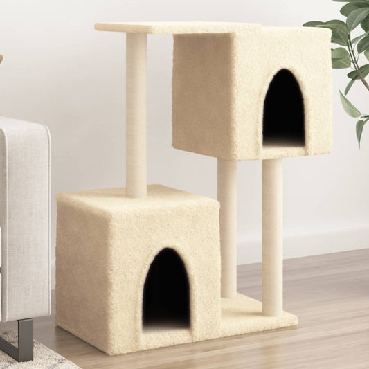 Cat Tree with Sisal Scratching Posts Cream 86 cm