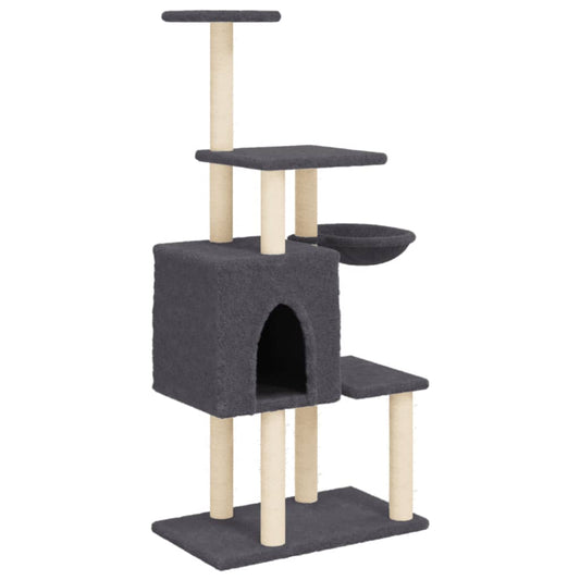 Cat Tree with Sisal Scratching Posts Dark Grey 131 cm