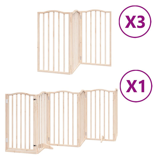 Dog Gate with Door Foldable 15 Panels 750 cm Poplar Wood