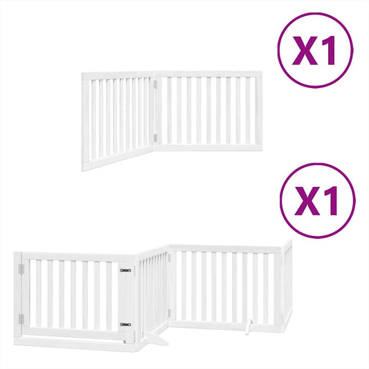 Dog Gate with Door Foldable 6 Panels White 480 cm Poplar Wood
