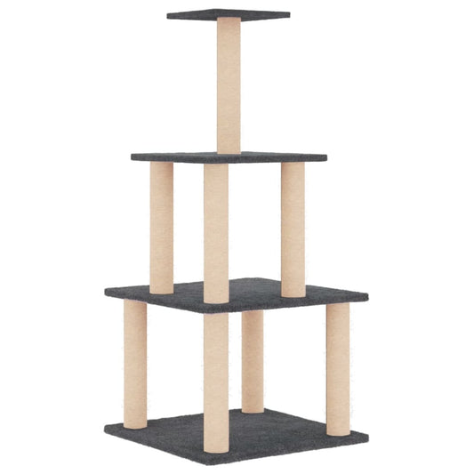 Cat Tree with Sisal Scratching Posts Dark Grey 111 cm