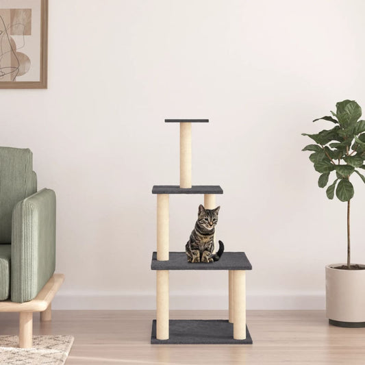 Cat Tree with Sisal Scratching Posts Dark Grey 111 cm