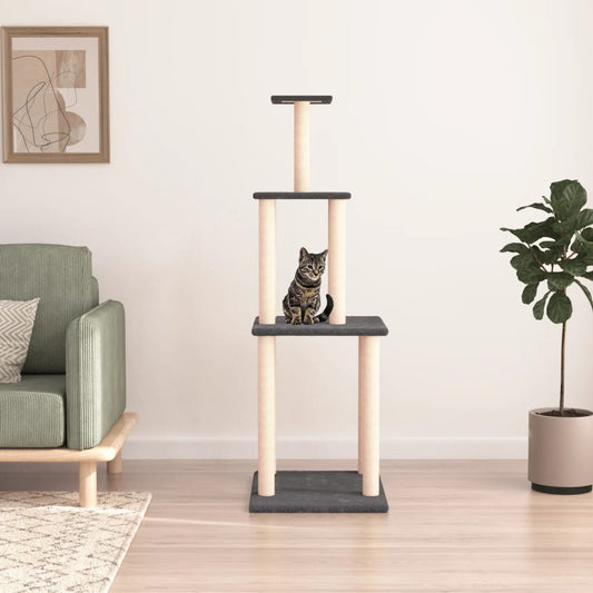 Cat Tree with Sisal Scratching Posts Dark Grey 149 cm