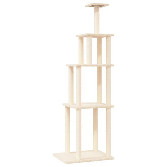 Cat Tree with Sisal Scratching Posts Cream 183 cm