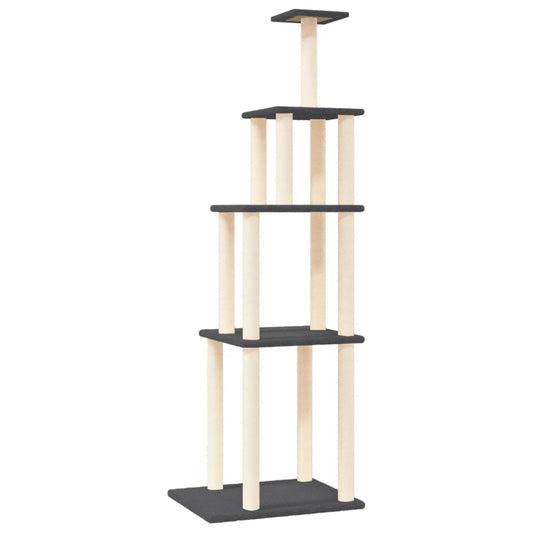 Cat Tree with Sisal Scratching Posts Dark Grey 183 cm