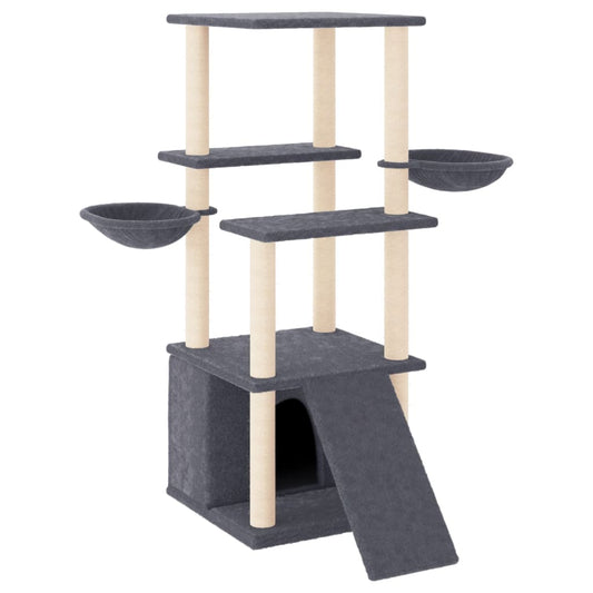 Cat Tree with Sisal Scratching Posts Dark Grey 133 cm