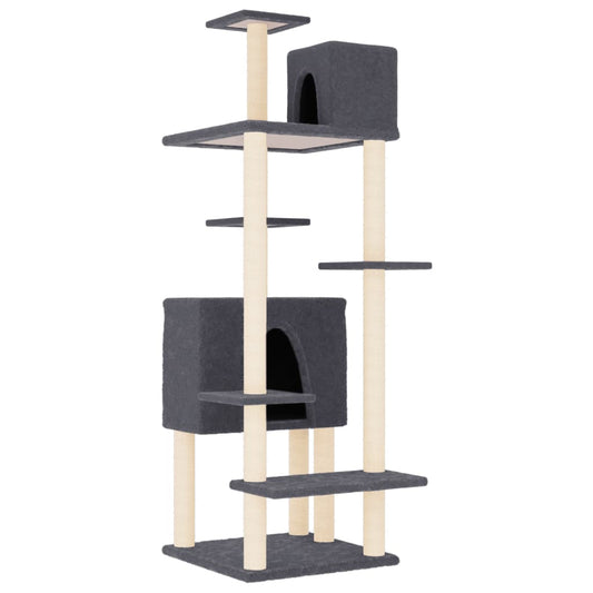 Cat Tree with Sisal Scratching Posts Dark Grey 154 cm