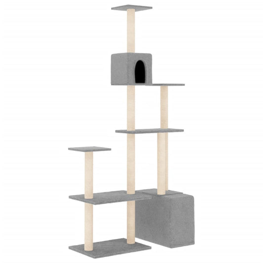 Cat Tree with Sisal Scratching Posts Light Grey 180 cm