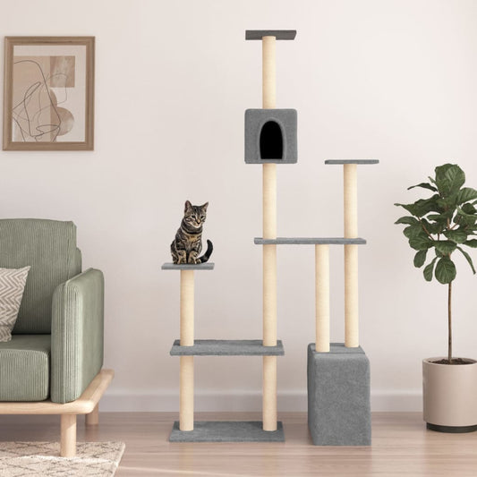 Cat Tree with Sisal Scratching Posts Light Grey 180 cm