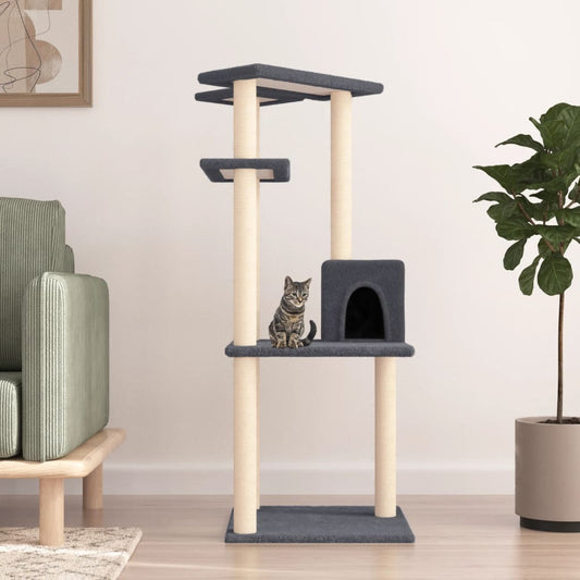 Cat Tree with Sisal Scratching Posts Dark Grey 123 cm