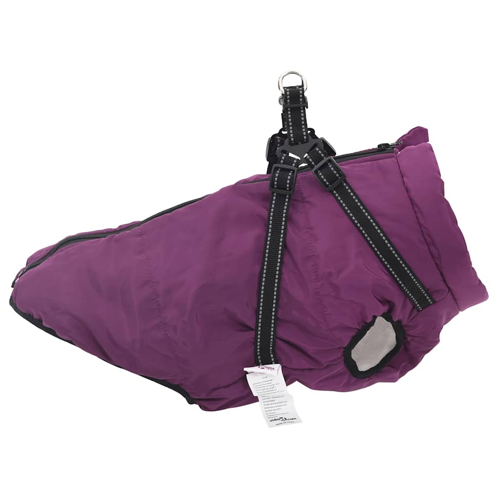Dog Coat with Harness Waterproof Reflective Purple 4XL