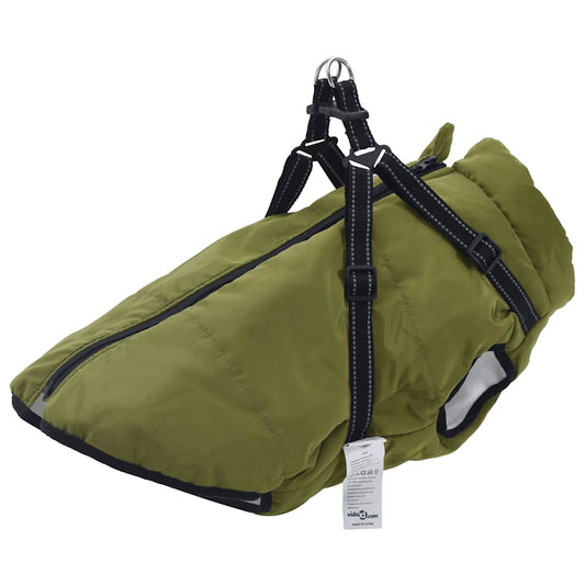 Dog Coat with Harness Waterproof Reflective Army Green 3XL