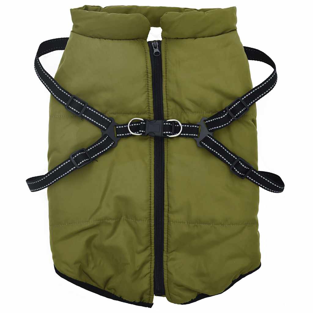 Dog Coat with Harness Waterproof Reflective Army Green 4XL