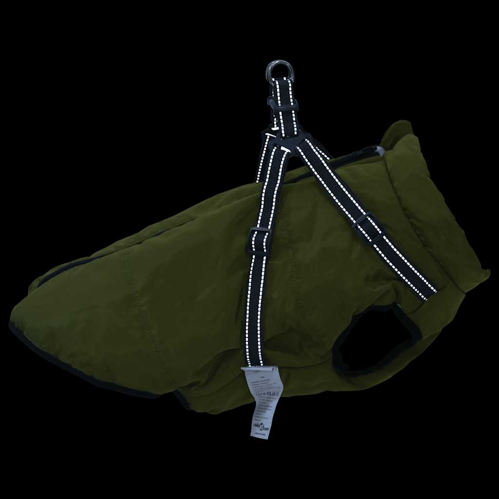 Dog Coat with Harness Waterproof Reflective Army Green 4XL