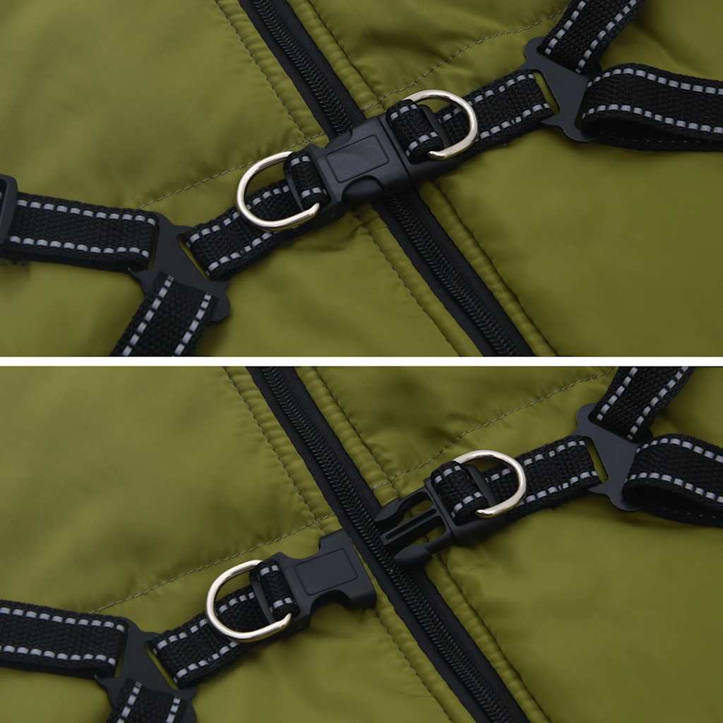 Dog Coat with Harness Waterproof Reflective Army Green 4XL