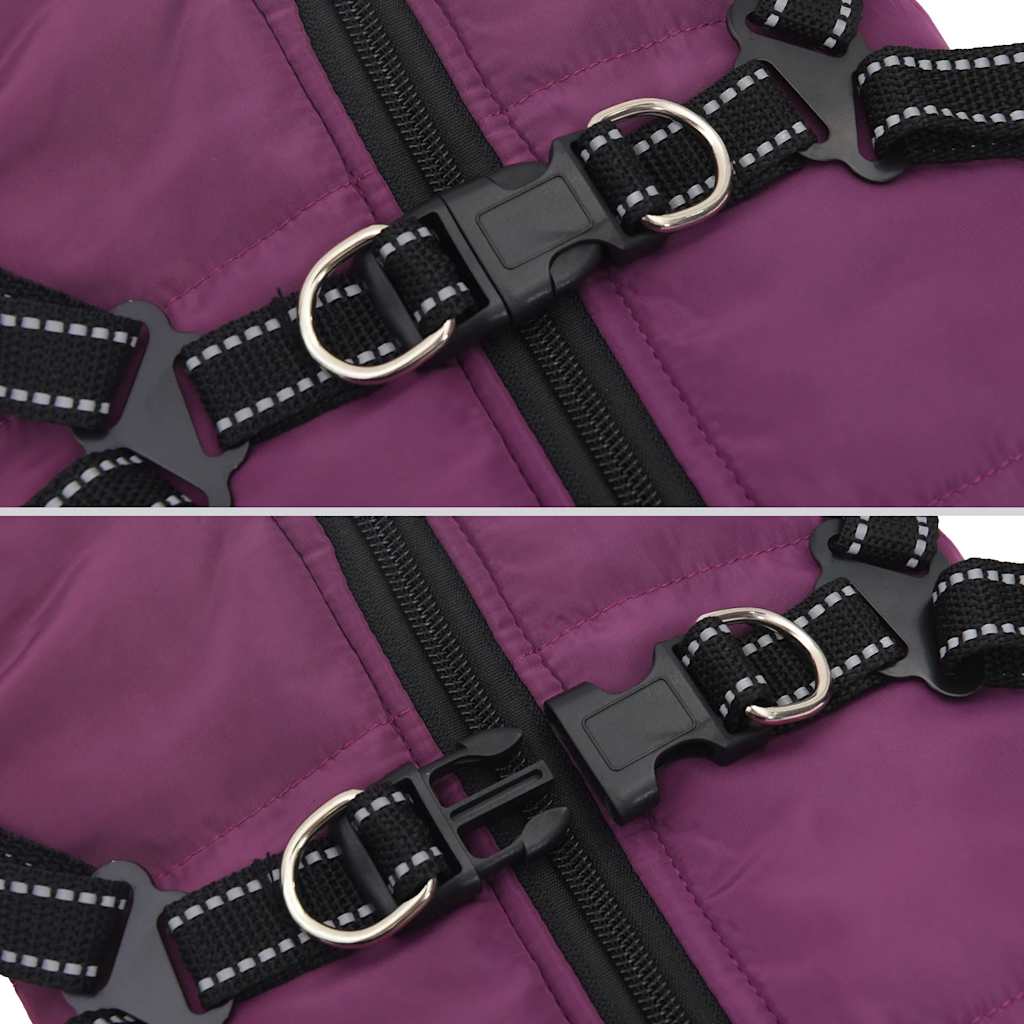 Dog Coat with Harness Waterproof Reflective Purple S