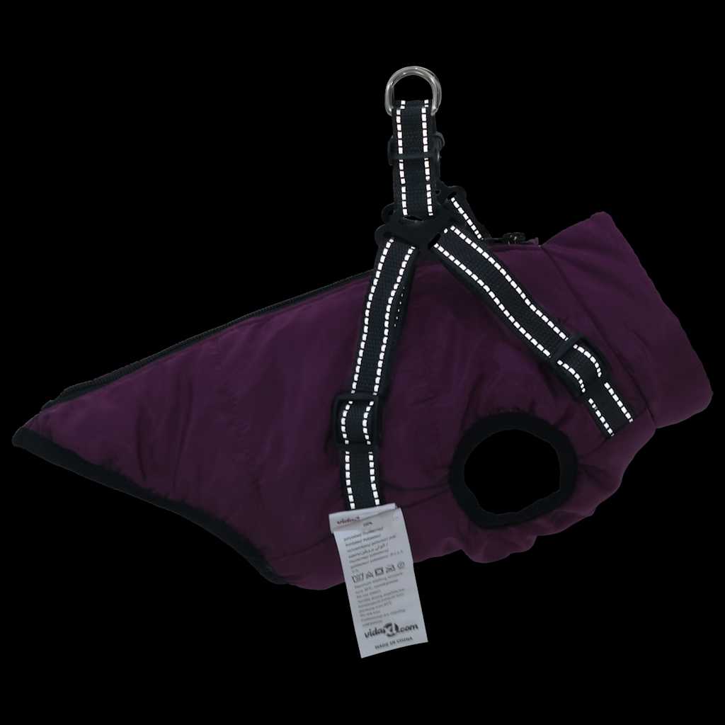 Dog Coat with Harness Waterproof Reflective Purple M