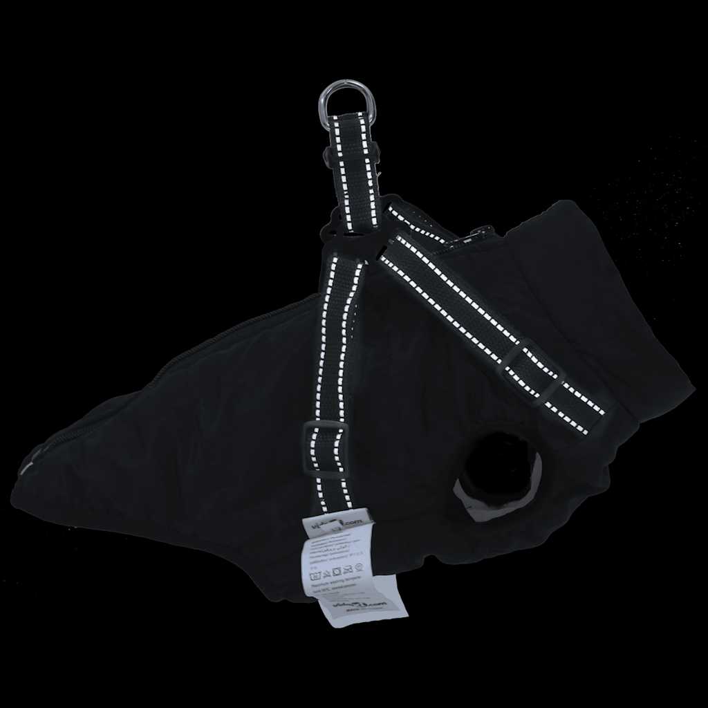 Dog Coat with Harness Waterproof Reflective Black M
