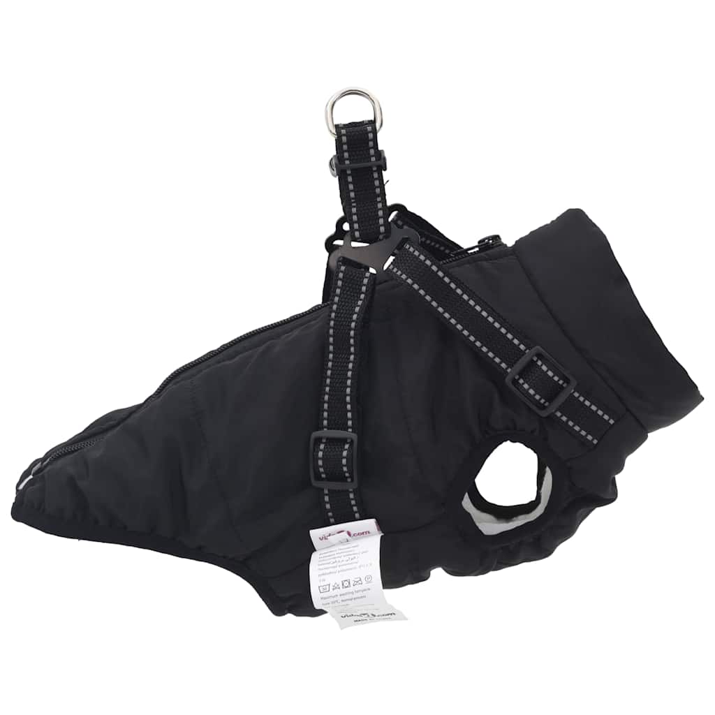 Dog Coat with Harness Waterproof Reflective Black 2XL