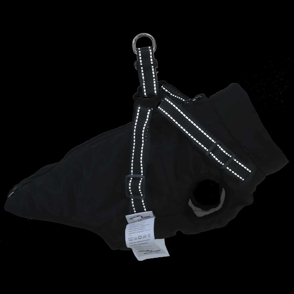 Dog Coat with Harness Waterproof Reflective Black 2XL