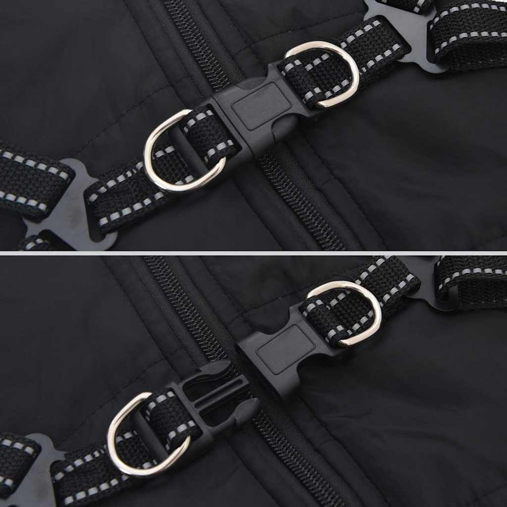 Dog Coat with Harness Waterproof Reflective Black 2XL
