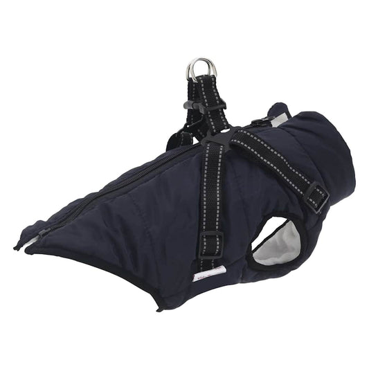 Dog Coat with Harness Waterproof Reflective Navy Blue XL