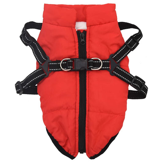 Dog Coat with Harness Waterproof Reflective Red L