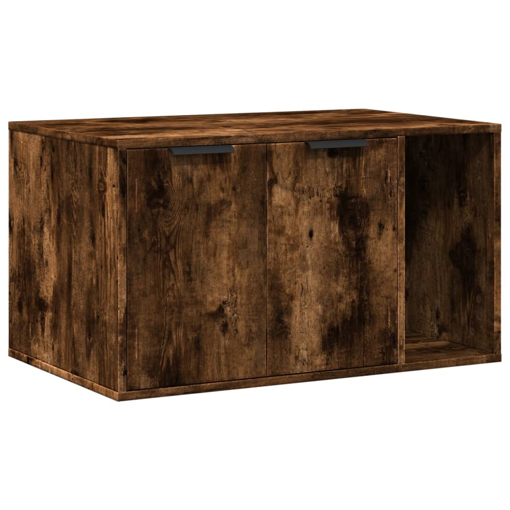 Cat Litter Box Enclosure Smoked Oak 80x50x45 cm Engineered Wood