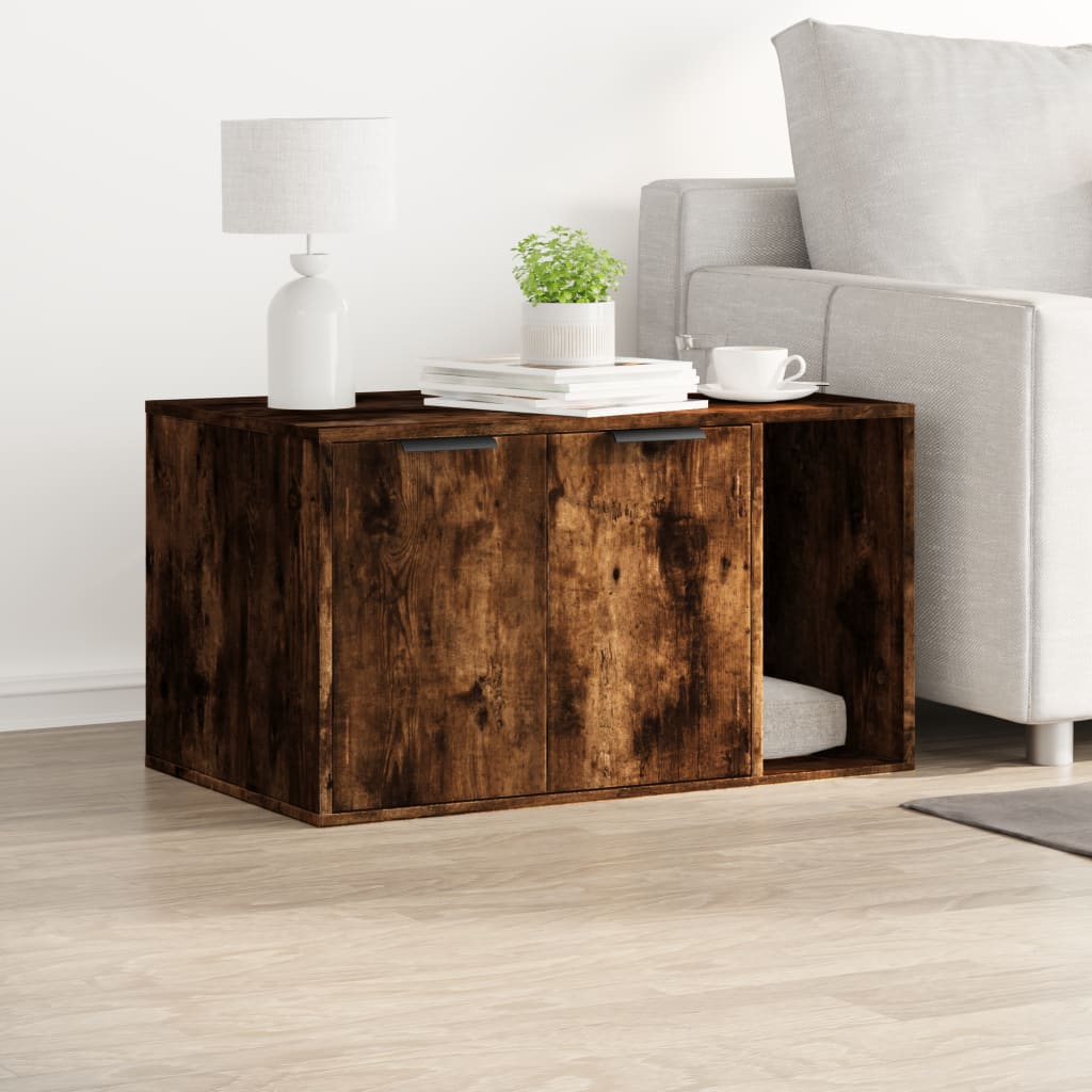 Cat Litter Box Enclosure Smoked Oak 80x50x45 cm Engineered Wood