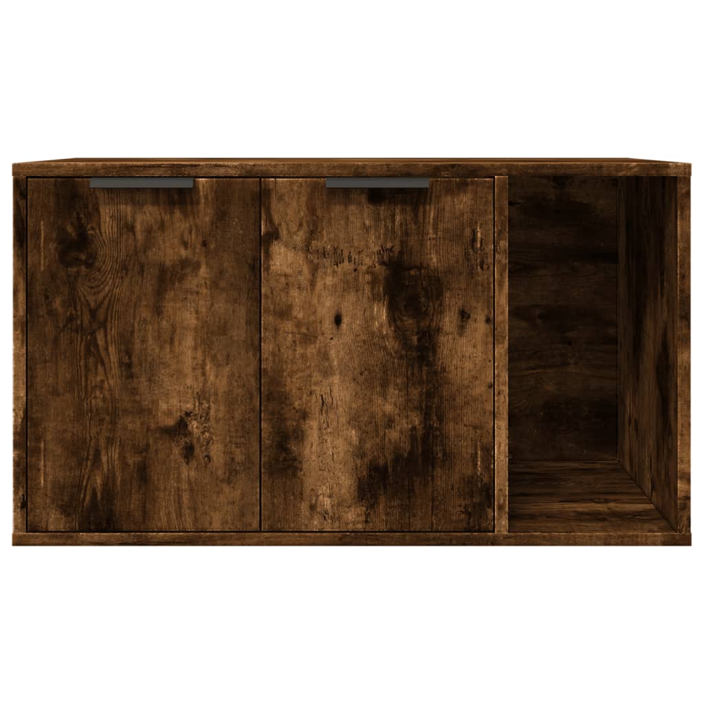Cat Litter Box Enclosure Smoked Oak 80x50x45 cm Engineered Wood