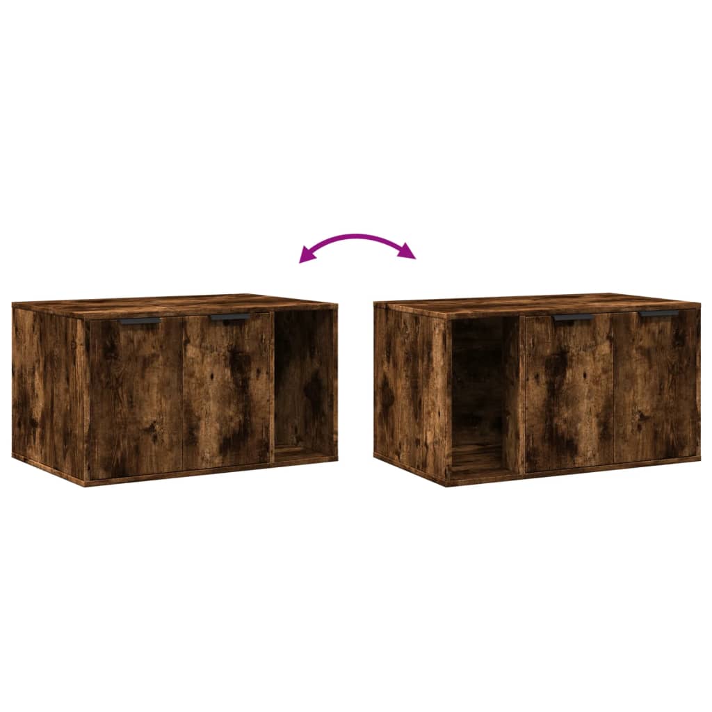 Cat Litter Box Enclosure Smoked Oak 80x50x45 cm Engineered Wood