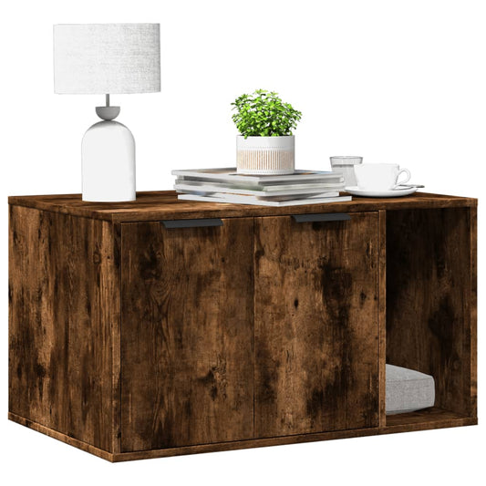 Cat Litter Box Enclosure Smoked Oak 80x50x45 cm Engineered Wood