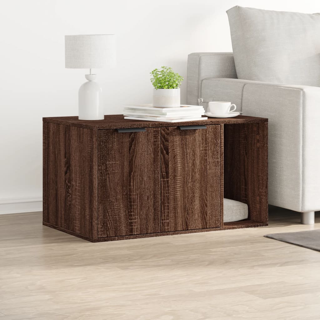 Cat Litter Box Enclosure Brown Oak 80x50x45 cm Engineered Wood
