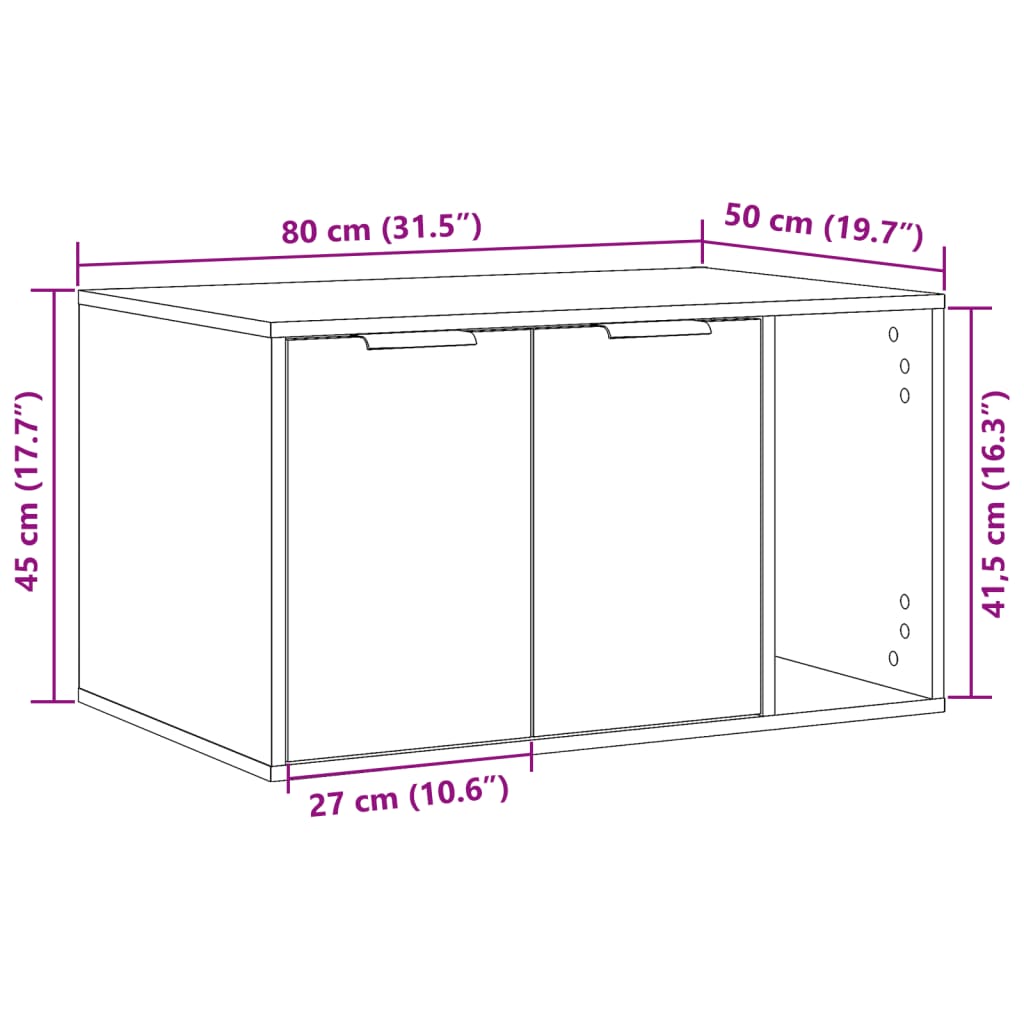 Cat Litter Box Enclosure Brown Oak 80x50x45 cm Engineered Wood
