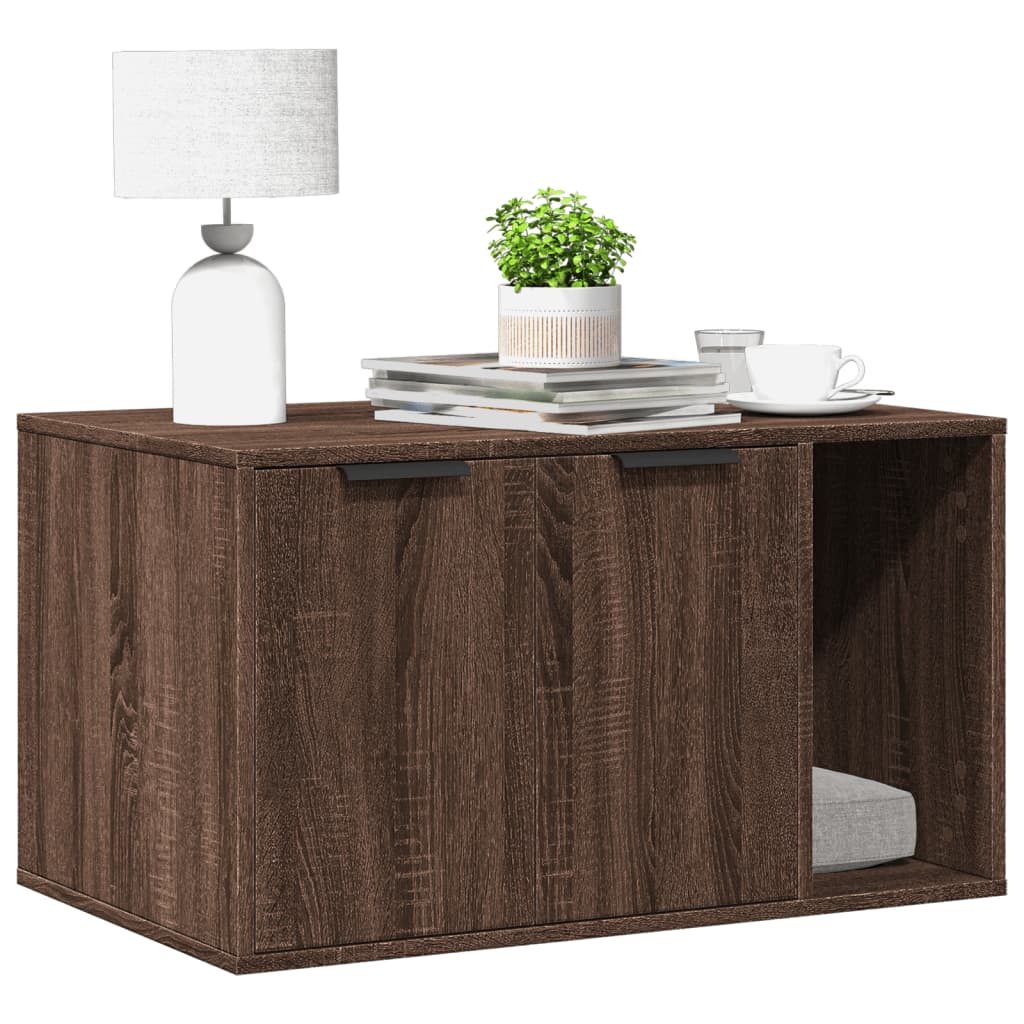 Cat Litter Box Enclosure Brown Oak 80x50x45 cm Engineered Wood