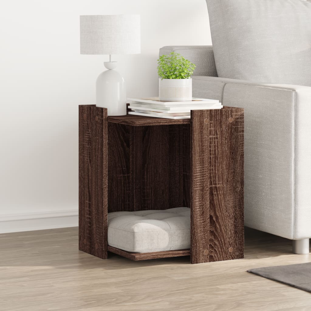 Cat Litter Box Enclosure Brown Oak 42x42x51 cm Engineered Wood