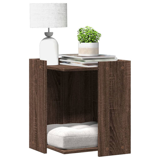 Cat Litter Box Enclosure Brown Oak 42x42x51 cm Engineered Wood